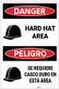 Danger: Hard Hat Area Bilingual Spanish - Label Danger: Hard Hat Area Bilingual Spanish - Label