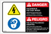 Danger: Hazardous Voltage Inside Follow Lockout Tagout Bilingual Spanish - Label Danger: Hazardous Voltage Inside Follow Lockout Tagout Bilingual Spanish - Label
