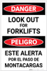 Danger: Look Out for Forklifts Bilingual Spanish - Label