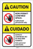 Danger: Non Permit Confined Space ANSI Bilingual Spanish - Label