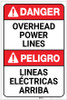 Danger: Overhead Power Lines Bilingual Spanish ANSI - Label