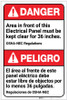 Danger: Area in Front of Panel Must be Kept Clear Bilingual Spanish - Label Danger: Area in Front of Panel Must be Kept Clear Bilingual Spanish - Label