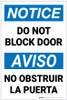 Notice: Do Not Block Door Bilingual Spanish - Label