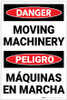 Danger: Hazard Moving Machinery Bilingual Spanish - Label