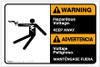 Warning: Hazardous Voltage - Keep Away Bilingual ANSI - Label Warning: Hazardous Voltage - Keep Away Bilingual ANSI - Label
