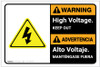 Warning: High Voltage Keep Out Landscape Bilingual Spanish - Label