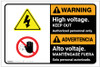 Warning: High Voltage Keep Out Bilingual Spanish - Label Warning: High Voltage Keep Out Bilingual Spanish - Label