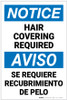Notice: Ppe Hair Covering Required Bilingual Spanish - Label