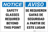 Notice: Ppe Safety Glasses Bilingual Spanish - Label
