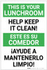 This is Your Lunchroom - Help Keep it Clean Bilingual Spanish - Label