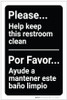 Please Help Keep This Restroom Clean Bilingual Spanish - Label Please Help Keep This Restroom Clean Bilingual Spanish - Label