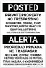 Posted: Private Property No Trespassing Bilingual Spanish - Label Posted: Private Property No Trespassing Bilingual Spanish - Label