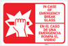 Bilingual Spanish In Case Of Emergency Break Glass - Label Bilingual Spanish In Case Of Emergency Break Glass - Label