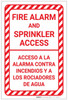 Fire Alarm And Sprinkler Access Bilingual Spanish Portrait - Label
