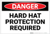 Danger: Hard Hat Protection Required - Label Danger: Hard Hat Protection Required - Label