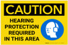 Caution: Hearing Protection Required In Area with Graphic - Label Caution: Hearing Protection Required In Area with Graphic - Label
