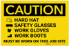 Caution: Wear Hard Hat Safety Glasses Gloves Boots - Label
