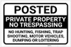 Posted: Private Property No Trespassing Landscape - Label