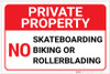Private Property: No Skateboarding Biking or Rollerblading Landscape - Label Private Property: No Skateboarding Biking or Rollerblading Landscape - Label