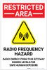 Restricted Area: Radio Frequency Hazard with Icon Portrait - Label