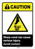 Caution: Sharp Coral Can Cause Serious Injury ANSI - Wall Sign