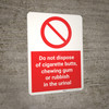Do Not Dispose of Cigarette Butts/Chewing Gum/Rubbish in Urinal - Wall Sign