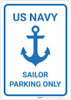 US Navy - Sailor Parking Only - Wall Sign US Navy - Sailor Parking Only - Wall Sign