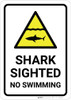 Shark Sighted - No Swimming with Pictrogram - Wall Sign