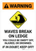 Warning: Waves Break on Ledge - Wall Sign