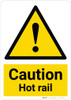Caution: Hot Rail with Pictogram - Wall Sign