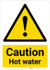 Caution: Hot Water with Pictogram - Wall Sign Caution: Hot Water with Pictogram - Wall Sign