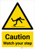 Caution: Watch Your Step with Pictogram - Wall Sign Caution: Watch Your Step with Pictogram - Wall Sign
