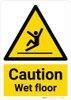 Caution: Wet Floor with Pictogram Portrait - Wall Sign Caution: Wet Floor with Pictogram Portrait - Wall Sign