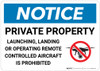 Notice: Private Property - Controlled Aircraft is Prohibited - Wall Sign