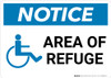 Notice: Area Of Refuge with ADA Icon Landscape
