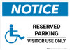 Notice: Reserved Parking - Visitor Use Only with ADA Icon Landscape