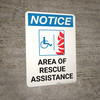 Notice: Area Of Rescue Assistance with ADA Fire Icon Portrait