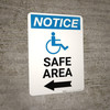 Notice: Safe Area Left Arrow with ADA Icon Portrait Notice: Safe Area Left Arrow with ADA Icon Portrait