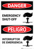Danger: Bilingual Spanish Emergency Shut-Off with Icon Portrait