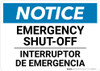 Notice: Bilingual Spanish Emergency Shut-off Landscape