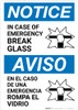 Notice: Bilingual Spanish In Case Of Emergency Break Glass with Icon Portrait