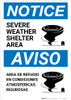 Notice: Bilingual Spanish Severe Weather Shelter Area with Icon Portrait Notice: Bilingual Spanish Severe Weather Shelter Area with Icon Portrait