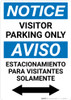 Notice: Bilingual Spanish Visitor Parking Only Bidirectional Arrow Portrait Notice: Bilingual Spanish Visitor Parking Only Bidirectional Arrow Portrait