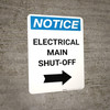 Notice: Electrical Main Shut-Off Portrait Right Arrow