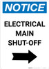Notice: Electrical Main Shut-Off Portrait Right Arrow