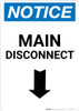 Notice: Main Disconnect Portrait with Down Arrow Notice: Main Disconnect Portrait with Down Arrow