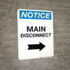 Notice: Main Disconnect Portrait with Right Arrow