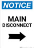 Notice: Main Disconnect Portrait with Right Arrow