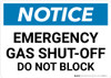 Notice: Emergency Gas Shut-Off Do Not Block Landscape