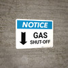 Notice: Gas Shut-Off with Down Arrow Landscape